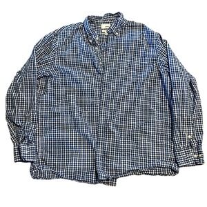 Sonoma Goods‎ For Life XXL Modern Fit Blue White Plaid Button Down Shirt